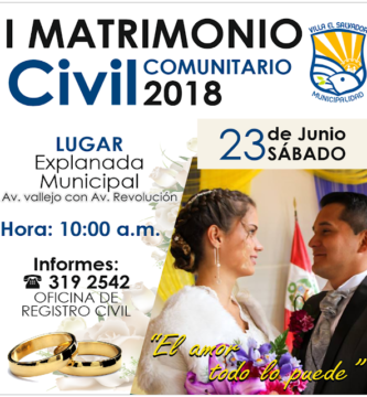 I MATRIMONIO CIVIL COMUNITARIO 2018 I MATRIMONIO CIVIL COMUNITARIO 2018