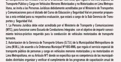 COMUNICADO SUBGERENCIA DE TRANSPORTES Y SEGURIDAD VIAL